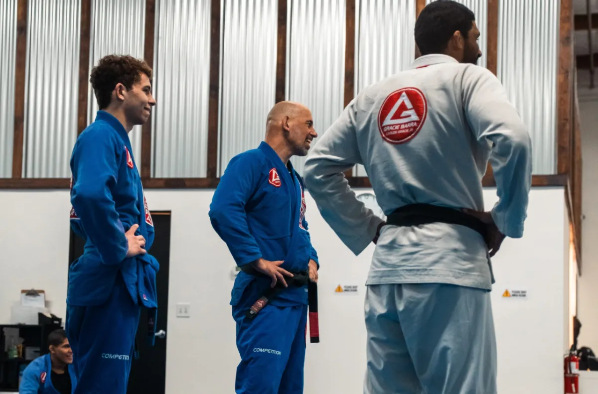 Adult students and instructor at Gracie Barra Upland