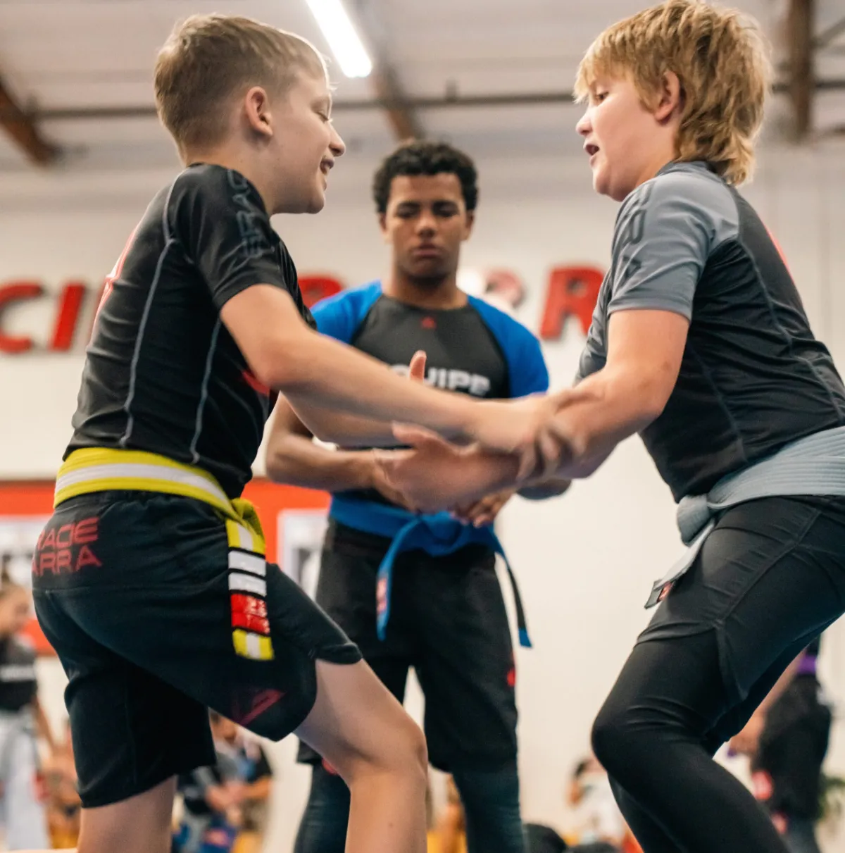 Kids training Jiu-Jitsu together at Gracie Barra Upland