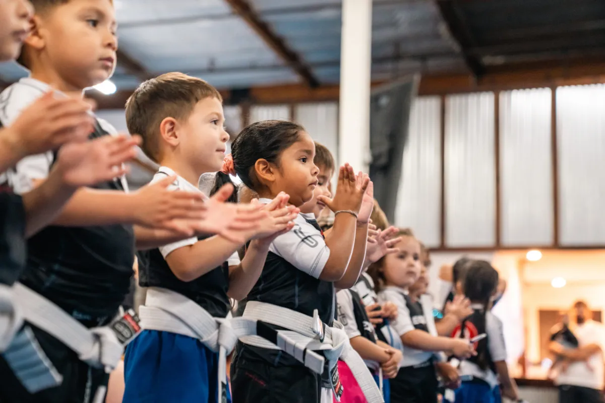 Kids clapping during class at Gracie Barra Upland